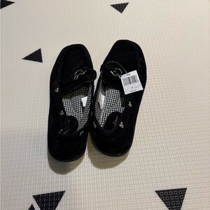 Disney Black Suede Loafers with Chain Accent